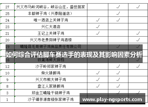 如何综合评估脚车赛选手的表现及其影响因素分析