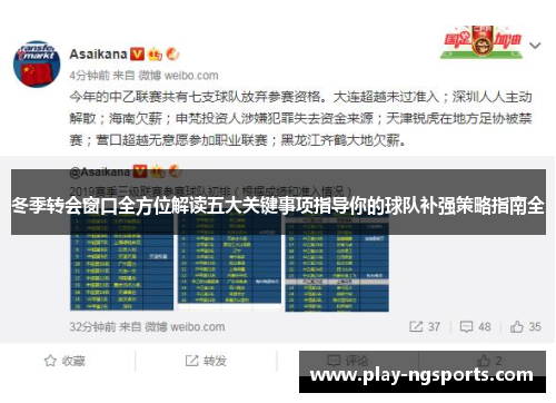 冬季转会窗口全方位解读五大关键事项指导你的球队补强策略指南全